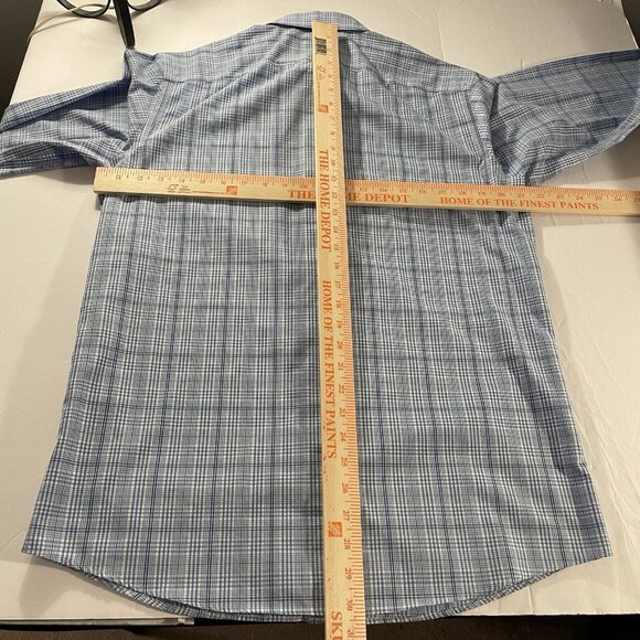 UNTUCKit Durbanville Shirt Large Tall Wrinkle Free Plaid Long Sleeve Blue Slim - Picture 3 of 10